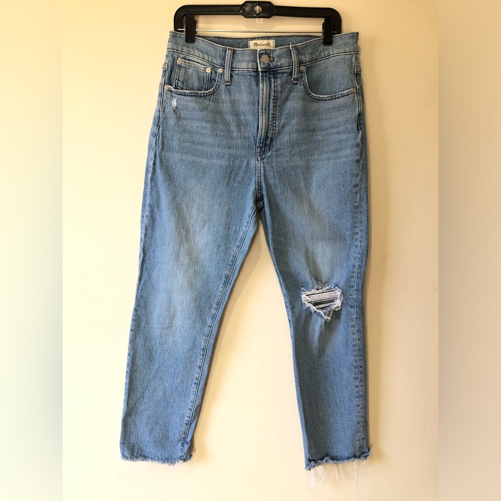 Madewell The Perfect Vintage Jeans Size 30 Raw Hem Ripped Distressed Jeans